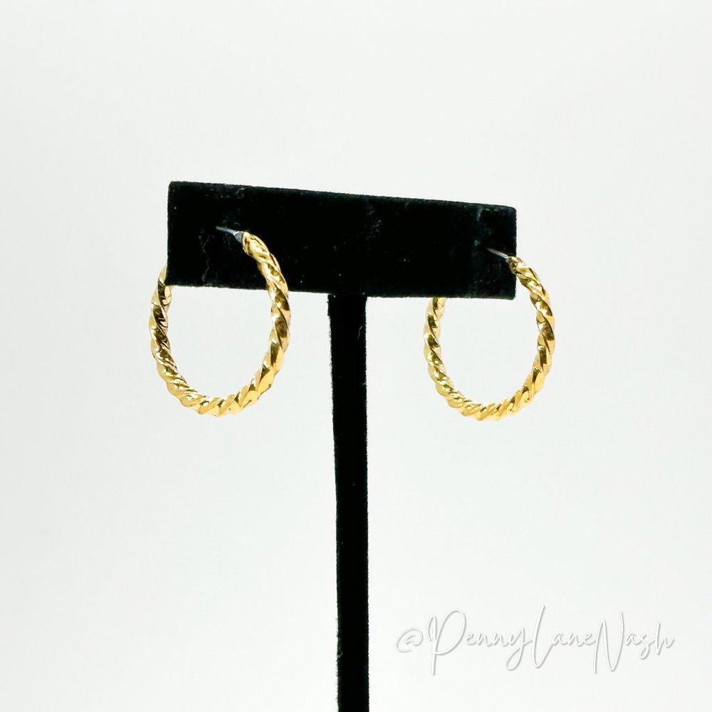 Napier Twisted Rope Gold Plated Hoop Earrings